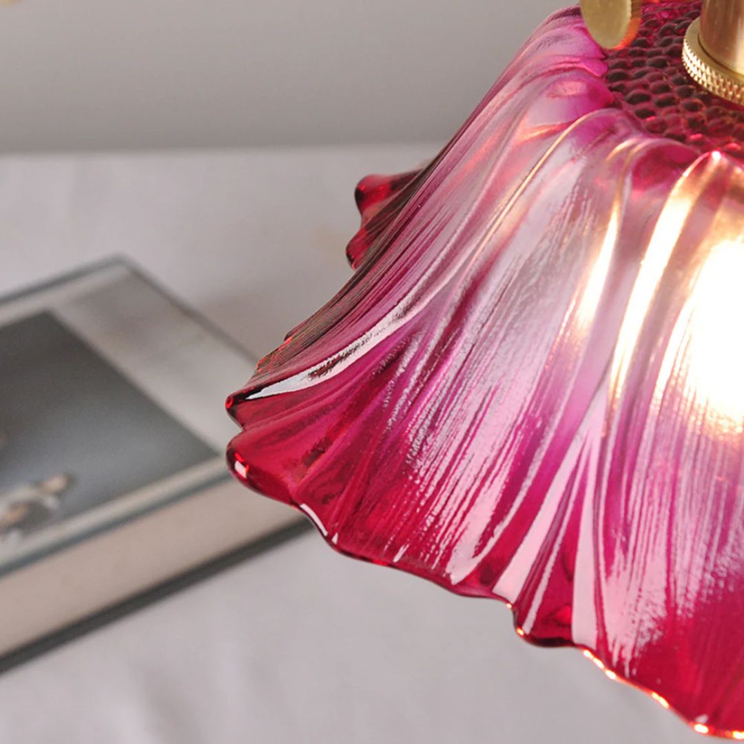Fluted Glass Drop Ceiling Fixture 11 in Burgundy Shade Gold Hardware E27 Socket for Kitchen Island Entryway Ambient Overhead Illumination