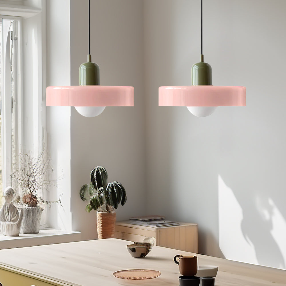 Dual-Shade Glass Hanging Light Fixture G9 Socket 14 Inch Ceiling Mount for Kitchen Island Dining Table Living Room Modern Overhead Lighting
