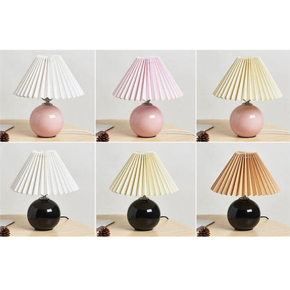 Ceramic Accent Lamp with Fabric Shade 11x9.5 in E26 Socket for Nightstand Desk Study Room Reading Light Modern Home Decor
