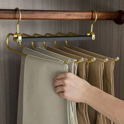 Multi-Tier Closet Hanger for Pants Storage 6-Level Rotating Hook Space Organizer for Jeans Slacks Scarves 14 in Wide Lightweight Aluminum Ra
