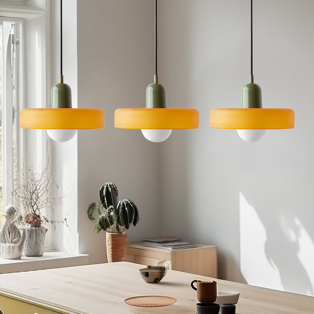 Glass Pendant Lamp 12 Inch Adjustable Height Ceiling Fixture for Bedrooms Nightstands Modern Minimalist Nordic Hanging Light E27 Socket for