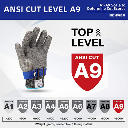 Cut-Resistant Stainless Steel Mesh Safety Glove for Kitchen, Oyster Shucking, Fishing & Food Prep