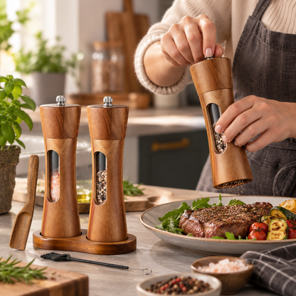 GRINDPEEK – Salt and Pepper Mill with Viewing Window for Convenient Use