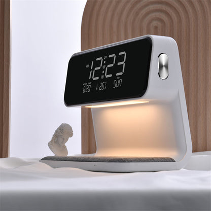 Bedside Lamp with Wireless Charging Station and Alarm Clock Display LED Nightstand Light Touch Dimmer for Bedroom Nightstand Qi Phone Charge