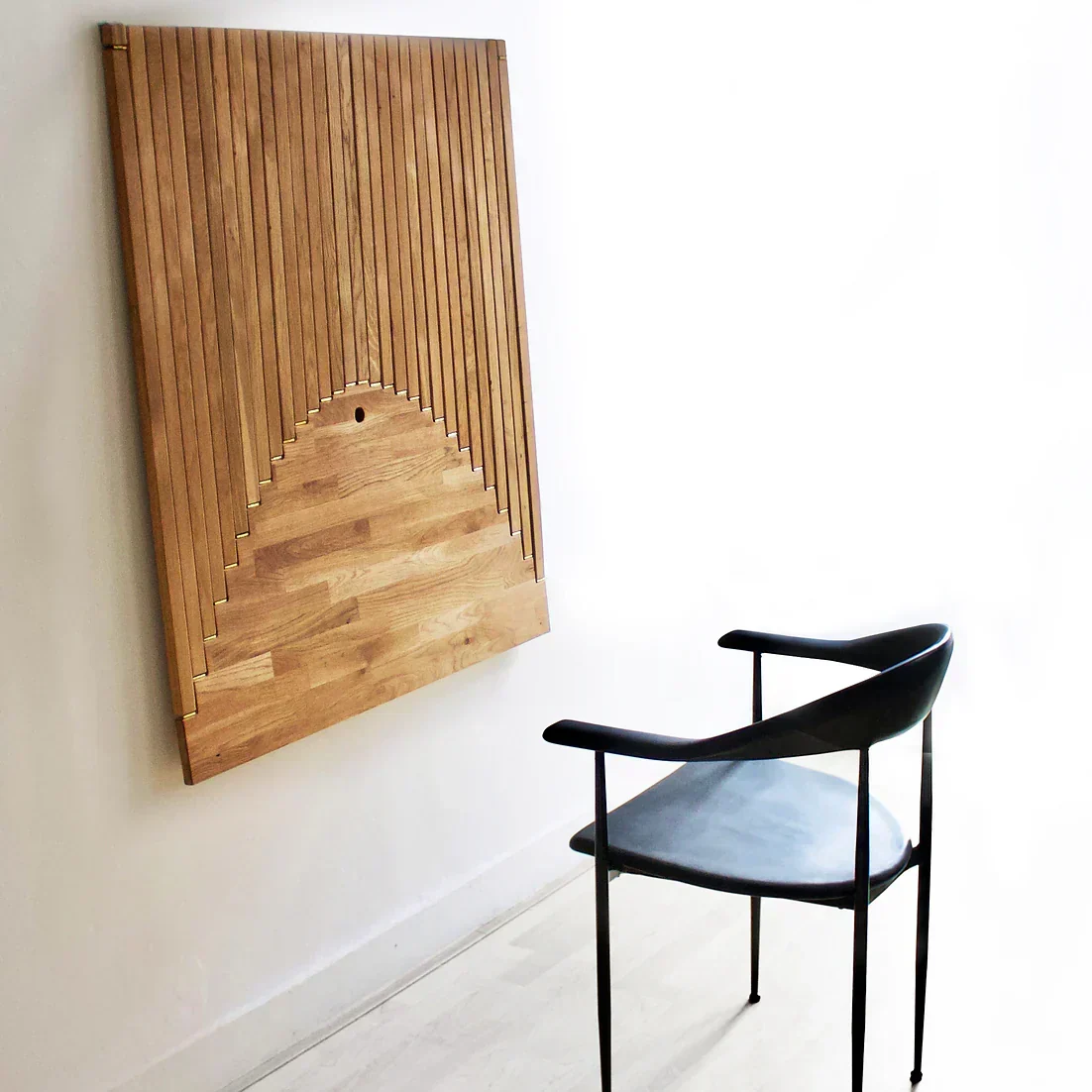 Fold-Down Workspace Table Natural Wood 24x24 Inches for Apartments Studios Bedrooms Small Rooms Laptop Station Handcrafted Slatted Surface R
