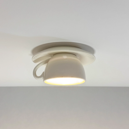 Flush Mount Cup-Shaped Ceramic LED Fixture for Bedrooms, Kids' Rooms & Living Spaces – Decorative G4 Overhead Lighting