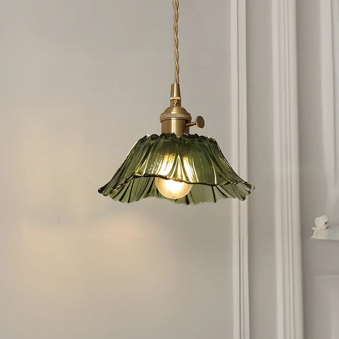 Fluted Glass Drop Ceiling Fixture 11 in Burgundy Shade Gold Hardware E27 Socket for Kitchen Island Entryway Ambient Overhead Illumination
