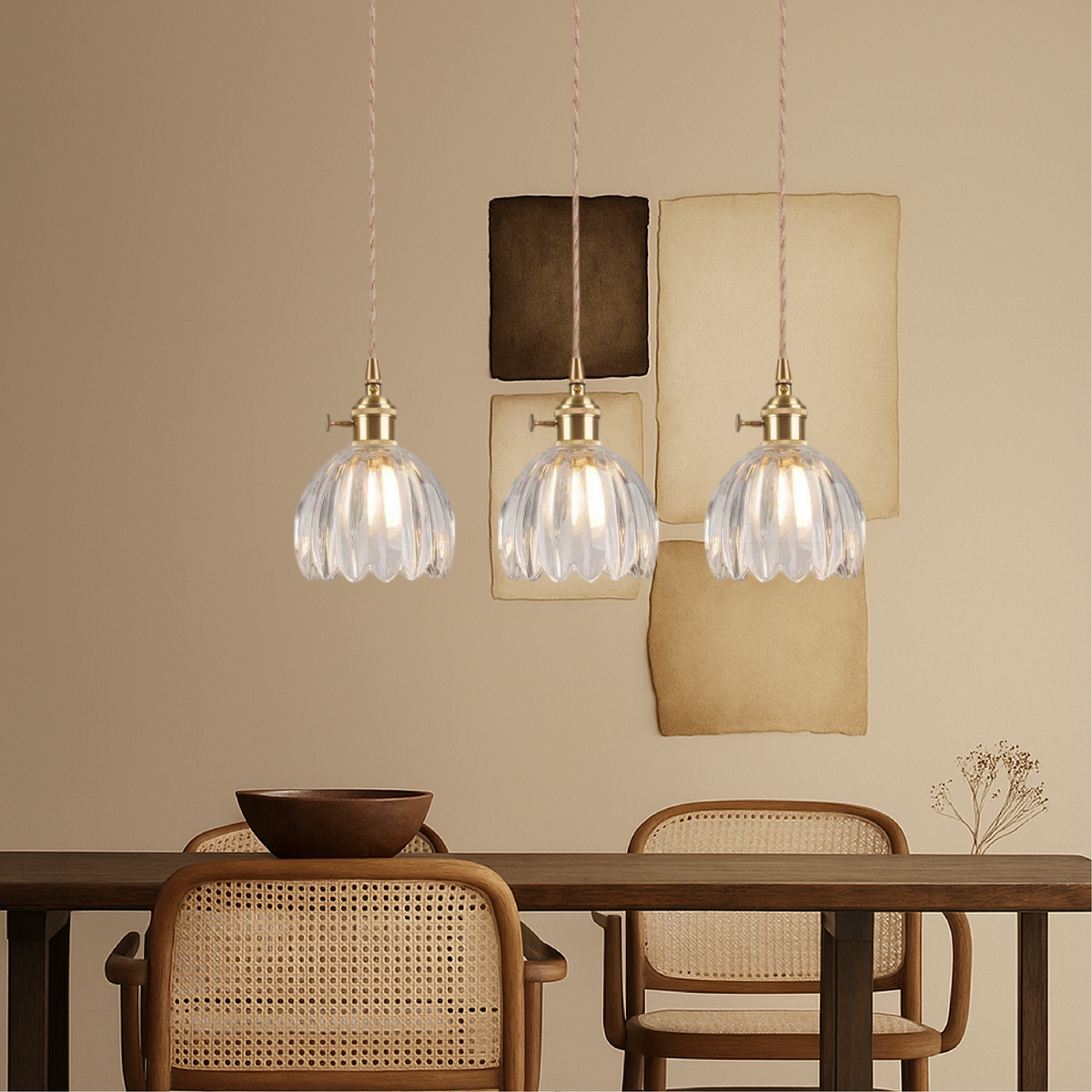 Textured Glass Globe Drop Light for Kitchen Island & Dining Areas – E27 Socket 4.7 in Shade Adjustable Cord Minimalist Home Fixture