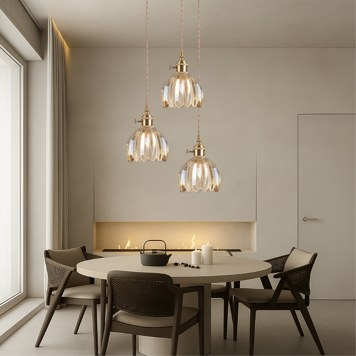 Textured Glass Globe Drop Light for Kitchen Island & Dining Areas – E27 Socket 4.7 in Shade Adjustable Cord Minimalist Home Fixture