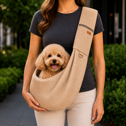 Ortekor Crossbody Pet Sling Carrier for Small Dogs & Cats - Breathable Hands-Free Travel Bag for Walks, Errands & Vet Visits