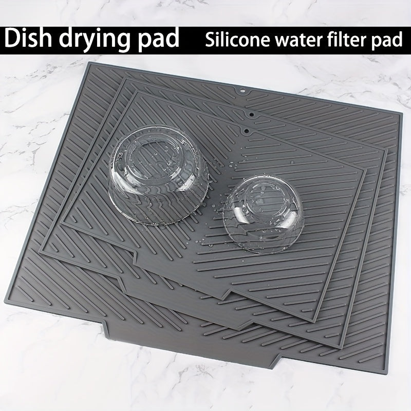 Silicone Drying Mat for Kitchen Counter – Heat Resistant, Non-Slip Dish Drainer Pad for Dishes, Glasses, Cookware | Dishwasher Safe