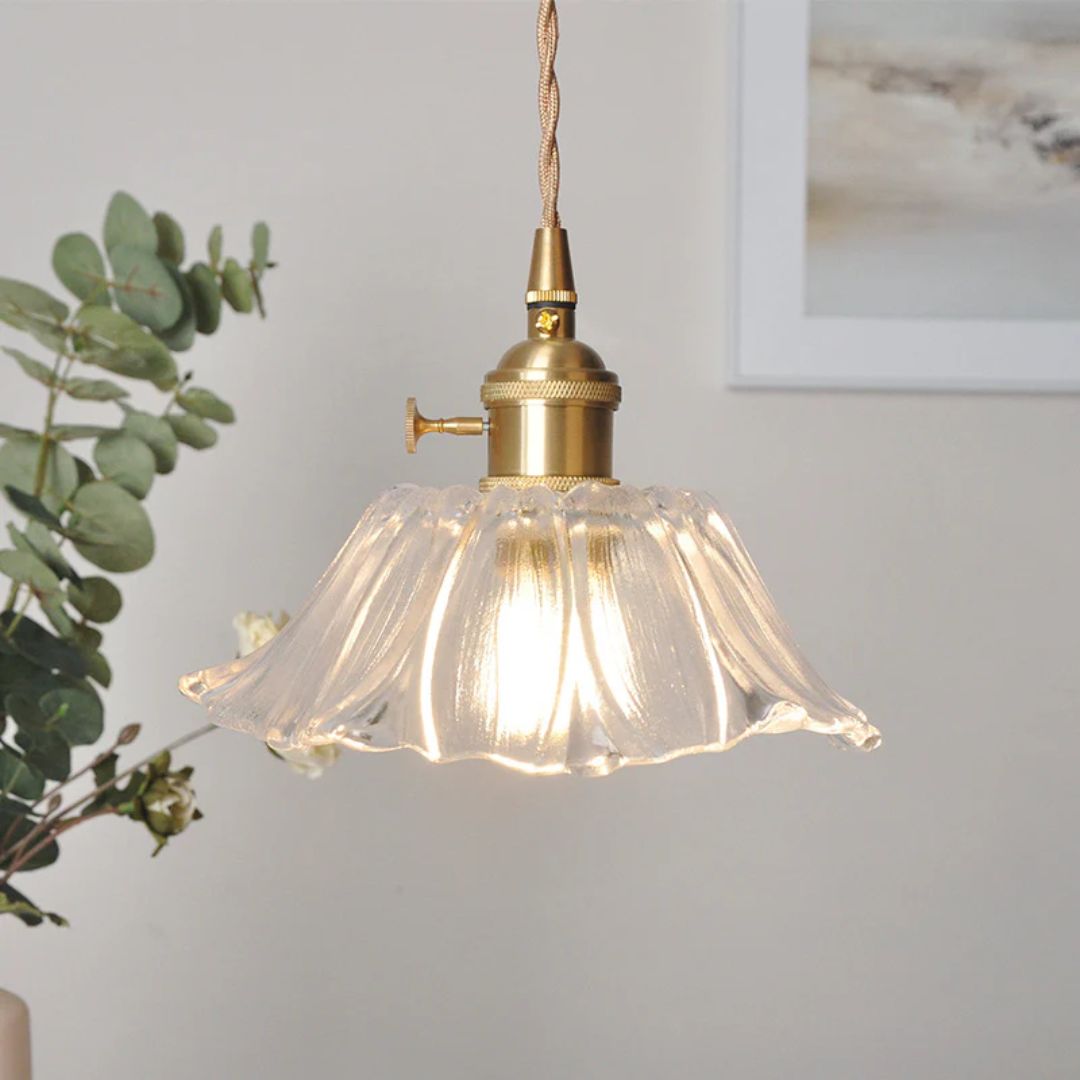 Fluted Glass Hanging Light 11-Inch Shade Burgundy Adjustable Drop Cord E27 Socket for Kitchen Island Dining Area Hallway Above Table Counter