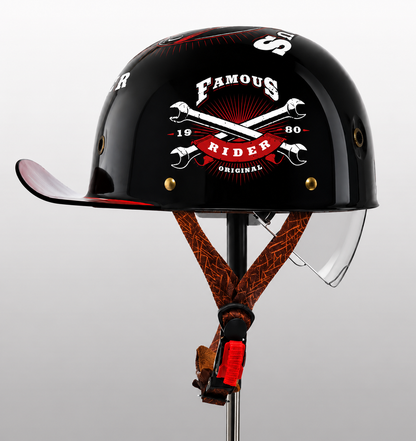 DOT-Certified Motorcycle Half Helmet with Baseball Cap Style for Urban Riding and Commuting