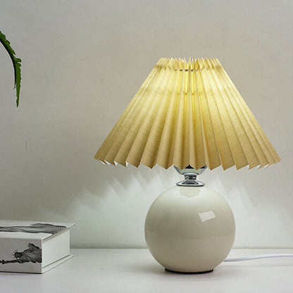 Ceramic Table Lamp with Fabric Shade – Modern Accent Lighting for Bedroom, Living Room & Home Office