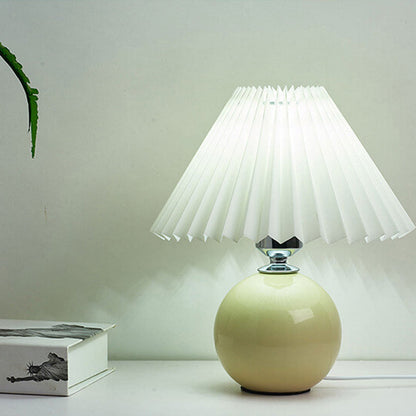 Ceramic Accent Lamp with Fabric Shade 11x9.5 in E26 Socket for Nightstand Desk Study Room Reading Light Modern Home Decor
