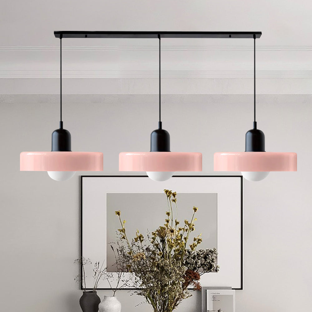 Glass Pendant Lamp 12 Inch Adjustable Height Ceiling Fixture for Bedrooms Nightstands Modern Minimalist Nordic Hanging Light E27 Socket for