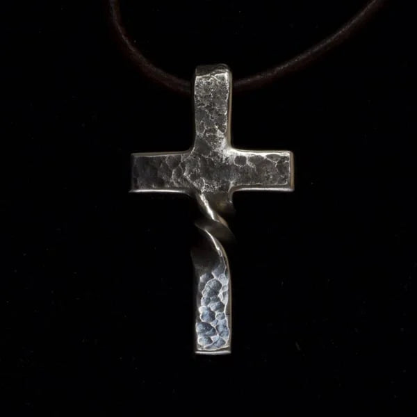 Artisan Cross Pendant Necklace with Adjustable Leather Cord for Men & Women | Handcrafted Religious Jewelry | Faith Gift