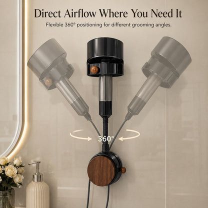 Ortekor Hands-Free Pet Grooming Hair Dryer Holder for At-Home Bath Time - Repositionable Suction Mount with 360 Flexible Arm