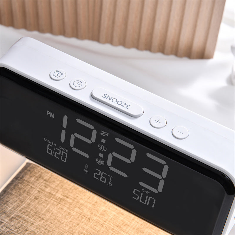 Bedside Lamp with Wireless Charging Station and Alarm Clock Display LED Nightstand Light Touch Dimmer for Bedroom Nightstand Qi Phone Charge