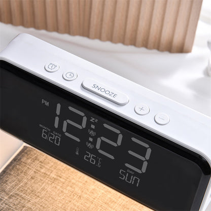 Bedside Lamp with Wireless Charging Station and Alarm Clock Display LED Nightstand Light Touch Dimmer for Bedroom Nightstand Qi Phone Charge