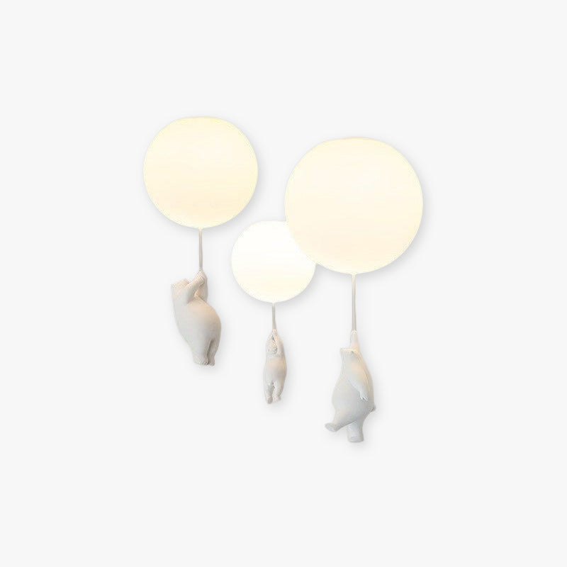 Kids Bedroom Light Fixture Bear & Balloon Flush Mount Nursery Lamp White Acrylic Playroom Overhead Lighting 5W LED For Small Rooms Indoor Ch