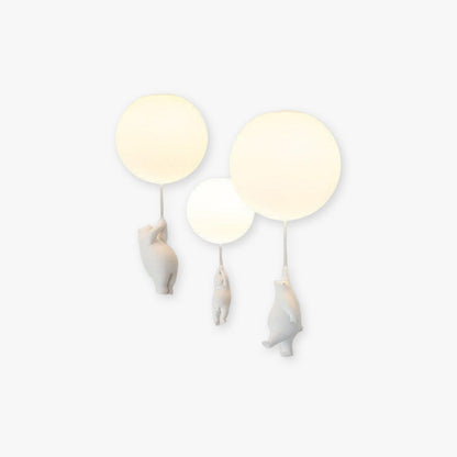 Kids Bedroom Light Fixture Bear & Balloon Flush Mount Nursery Lamp White Acrylic Playroom Overhead Lighting 5W LED For Small Rooms Indoor Ch