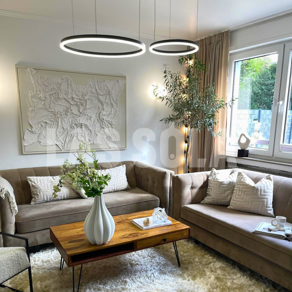 Tiered Ring Pendant Light Modern Metal Circular Chandelier for Dining Room Living Room Bedroom Kitchen Island Adjustable Height LED