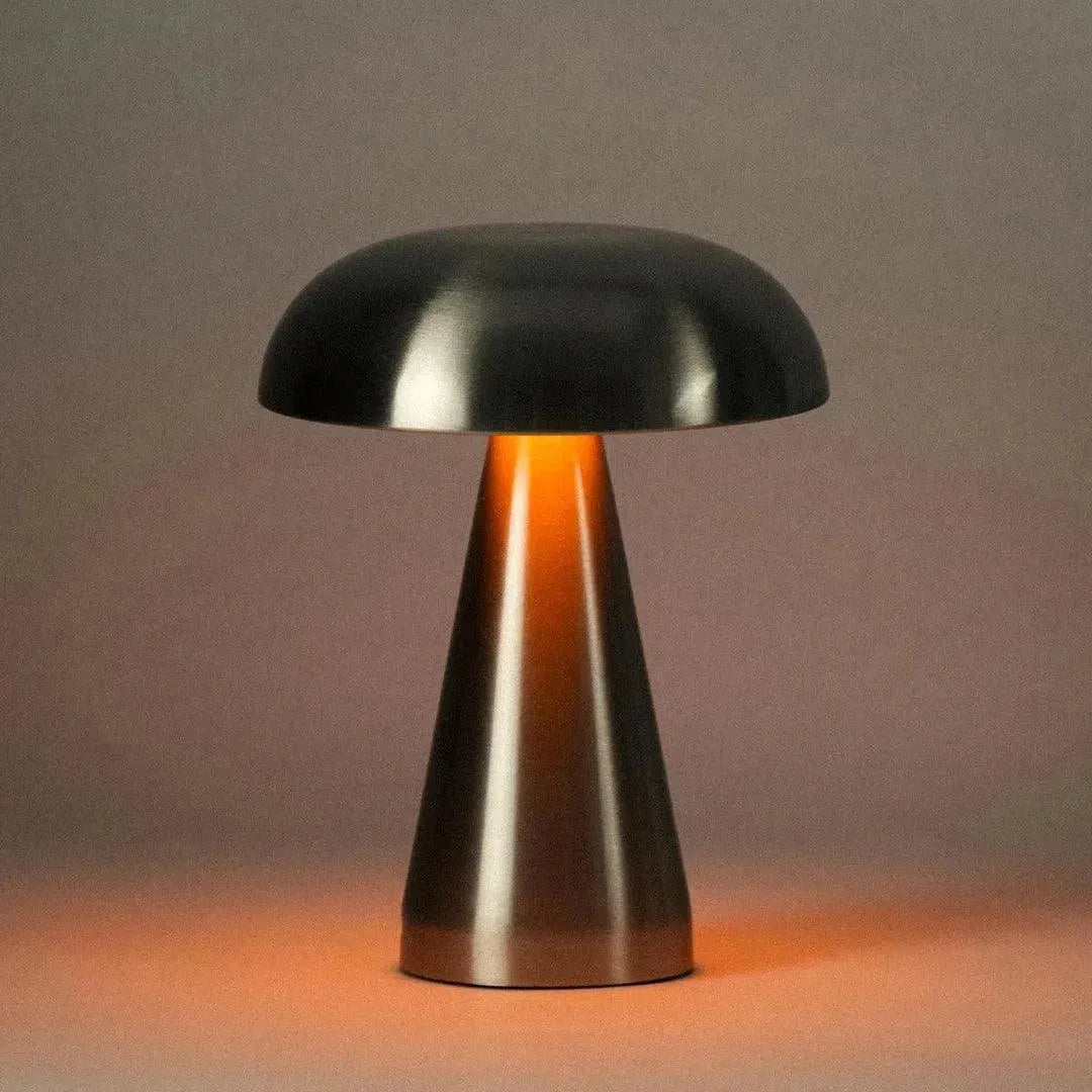 Cordless Touch Lamp Metal Rechargeable 8.5 in Portable Light Indoor Outdoor Patio Dining Bedside Nightstand Ambient USB-C 3 Brightness Level