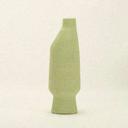 Ceramic Vessel 11.8 Inches Tall Green Artisan Home Accent Mantel Decor Sculptural Pottery for Shelf Console Table Centerpiece