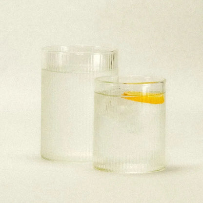 Textured Tumbler Glass 14 fl oz Clear Glassware for Water Juice Cocktails Wine Everyday Dining Entertaining Guests Kitchen Table Cylinder Dr