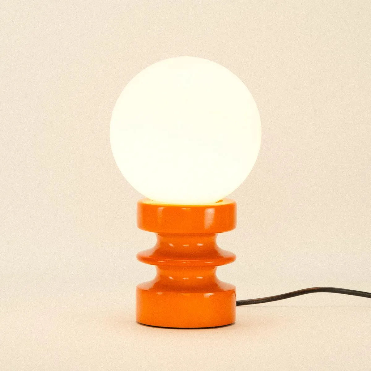 Wooden Desk Lamp with Frosted Globe 11 Inch Accent Light for Nightstand Study Bedroom Living Room Vintage Modern Decor