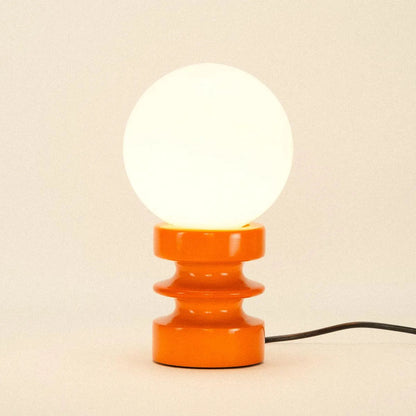 Wooden Desk Lamp with Frosted Globe 11 Inch Accent Light for Nightstand Study Bedroom Living Room Vintage Modern Decor