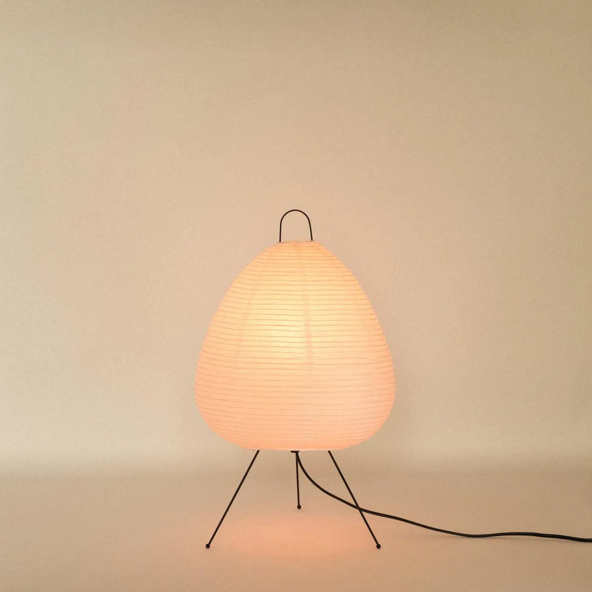 Paper Shade Accent Lamp 11 Inch Wide Metal Frame Bedside Nightstand Light for Bedroom Living Room Asian Inspired Home Decor