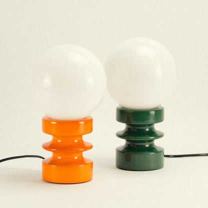 Wooden Desk Lamp with Frosted Globe 11 Inch Accent Light for Nightstand Study Bedroom Living Room Vintage Modern Decor