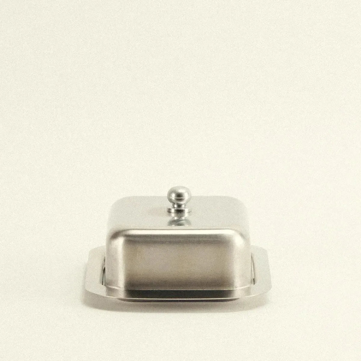 Covered Stainless Steel Keeper for Fresh Dairy 7.5 Inches Kitchen Table Storage Container with Lid Vintage Design