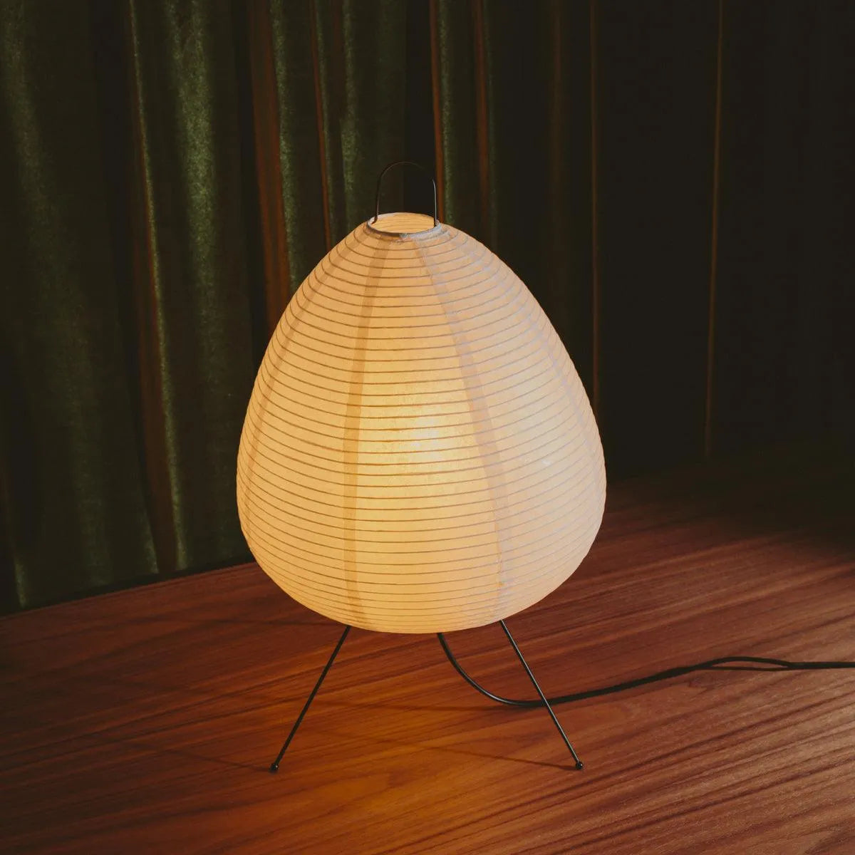 Paper Shade Accent Lamp 11 Inch Wide Metal Frame Bedside Nightstand Light for Bedroom Living Room Asian Inspired Home Decor