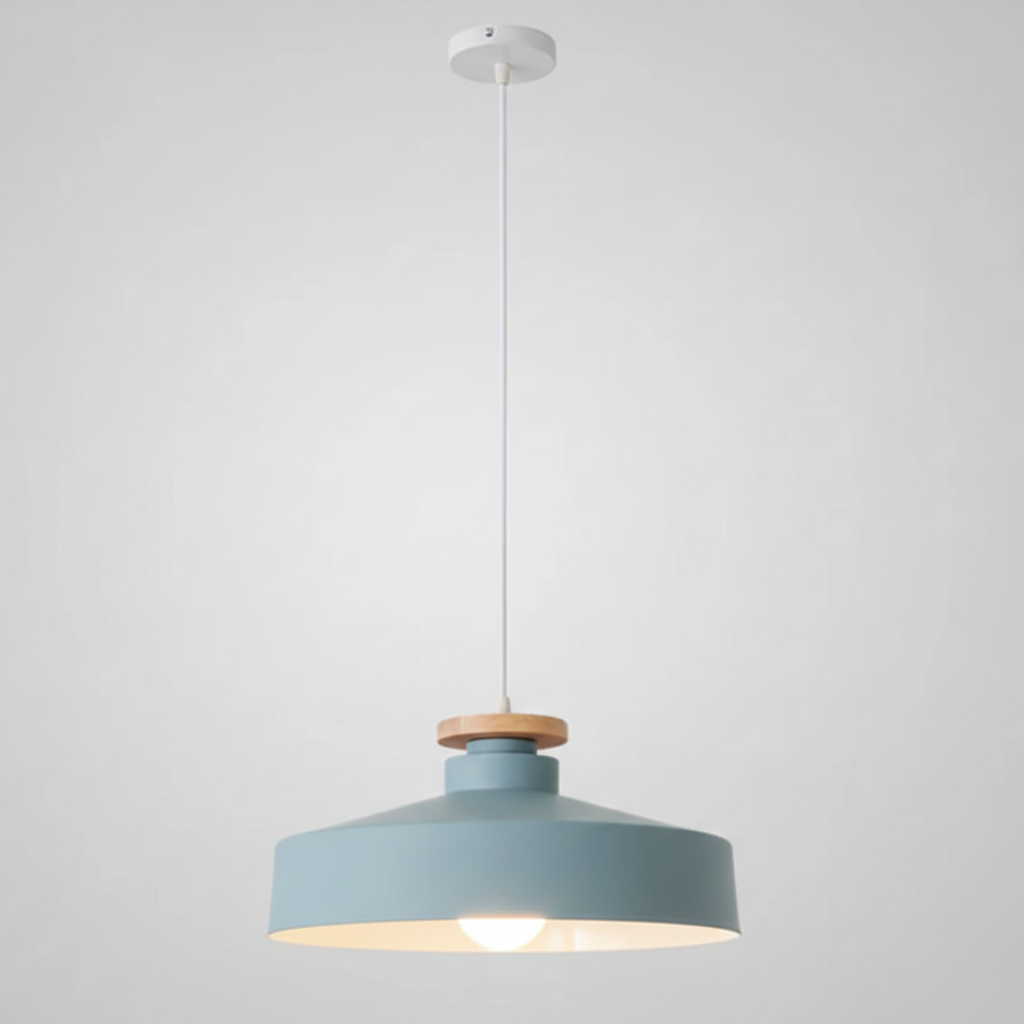 Scandinavian Wood Pendant Light Fixture for Dining Room, Kitchen & Living Room – Minimalist Ceiling Lamp with E27 Socket in Multiple