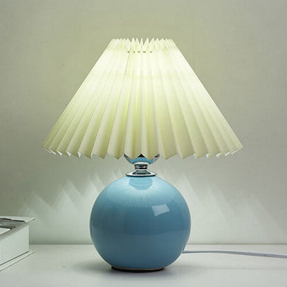 Ceramic Table Lamp with Fabric Shade – Modern Accent Lighting for Bedroom, Living Room & Home Office