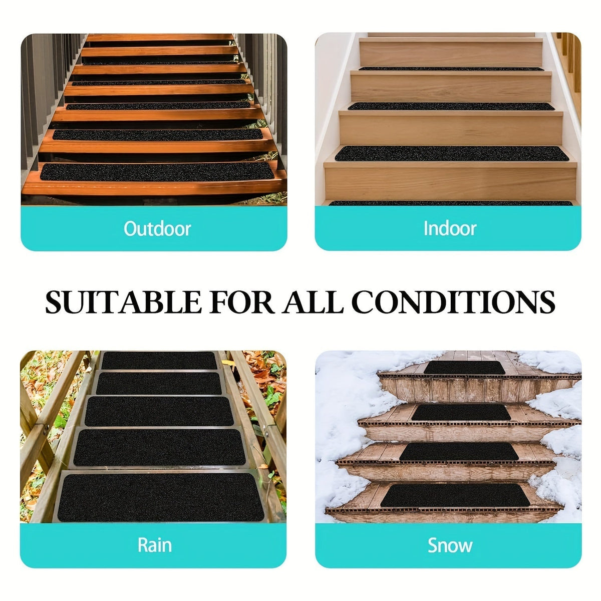 Anti-Slip Grip Tape for Steps – 10-Sheet Pack, 6×24 Inch Textured Traction Strips for Indoor Outdoor Stairs, Decks & Ramps