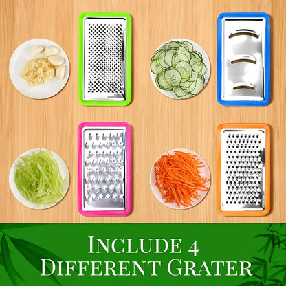 Bamboo Chopping Board with Slide-Out Prep Trays & 4-Piece Grater Set – All-in-One Food Prep Station for Home Kitchens