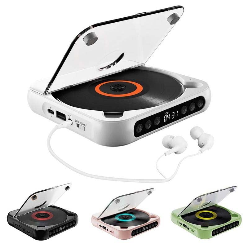 Rechargeable Disc Player with Bluetooth 5.3 Wireless Audio for Home Travel Study Music MP3 CD-R Support 3.5mm Headphone Jack USB-C Charging