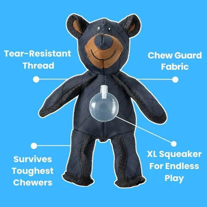 Reinforced Plush Teddy Chew Toy for Aggressive Chewers with Built-In Squeaker | Machine Washable Fun Bear for Dogs, Puppies, Heavy Chewing P
