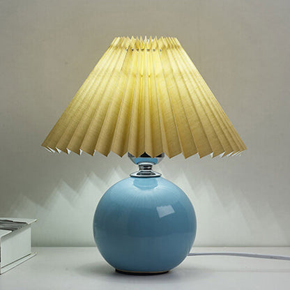 Ceramic Accent Lamp with Fabric Shade 11x9.5 in E26 Socket for Nightstand Desk Study Room Reading Light Modern Home Decor