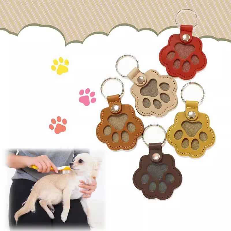 Pet Memorial Keychain with Hidden Keepsake Chamber – Leather Paw Print Charm for Dog & Cat Lovers