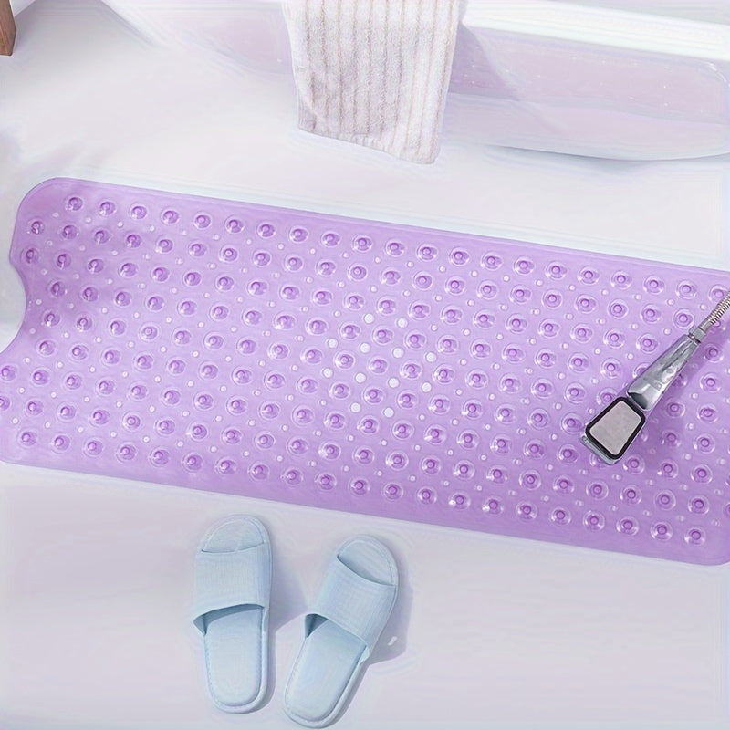 XL Non-Slip Shower and Tub Mat with Suction Cups – Drain Holes, Machine Washable, 40 x 16 in Bath Safety