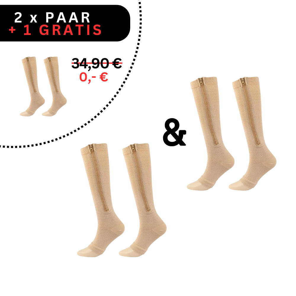 Zippered Compression Socks Knee-High Support Stockings for Men & Women Travel Work Everyday