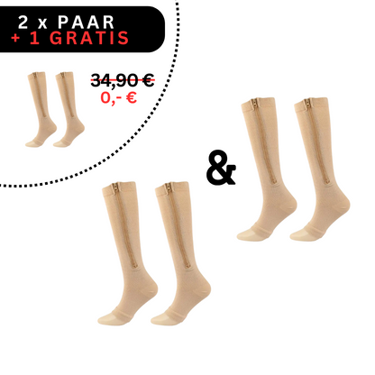 Zippered Compression Socks Knee-High Support Stockings for Men & Women Travel Work Everyday
