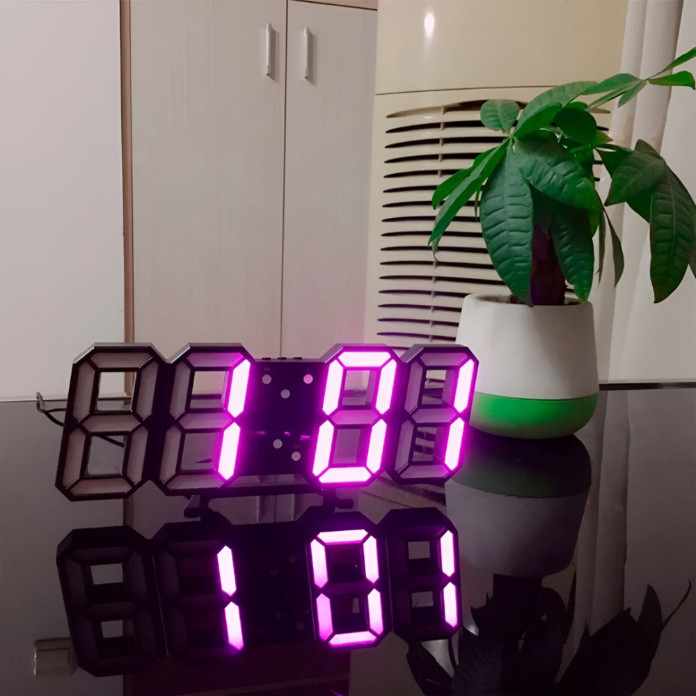 LED Alarm Clock with 3D Display and Auto Dimming for Bedroom Desk or Wall Mount | USB Powered Timer & Night Mode for Office Living Room Nigh