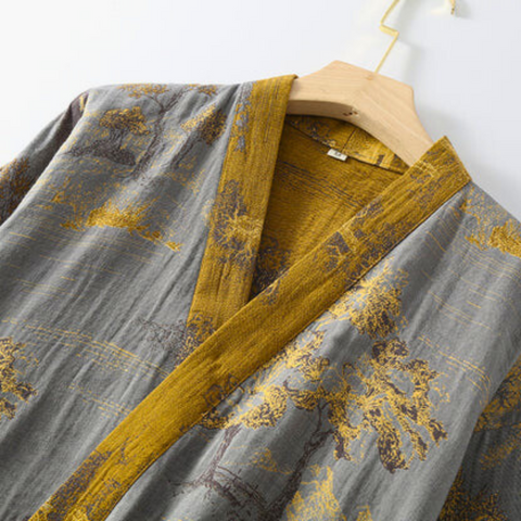 Karma Bathrobe - 100% Cotton Gauze, Unisex Kimono Design
