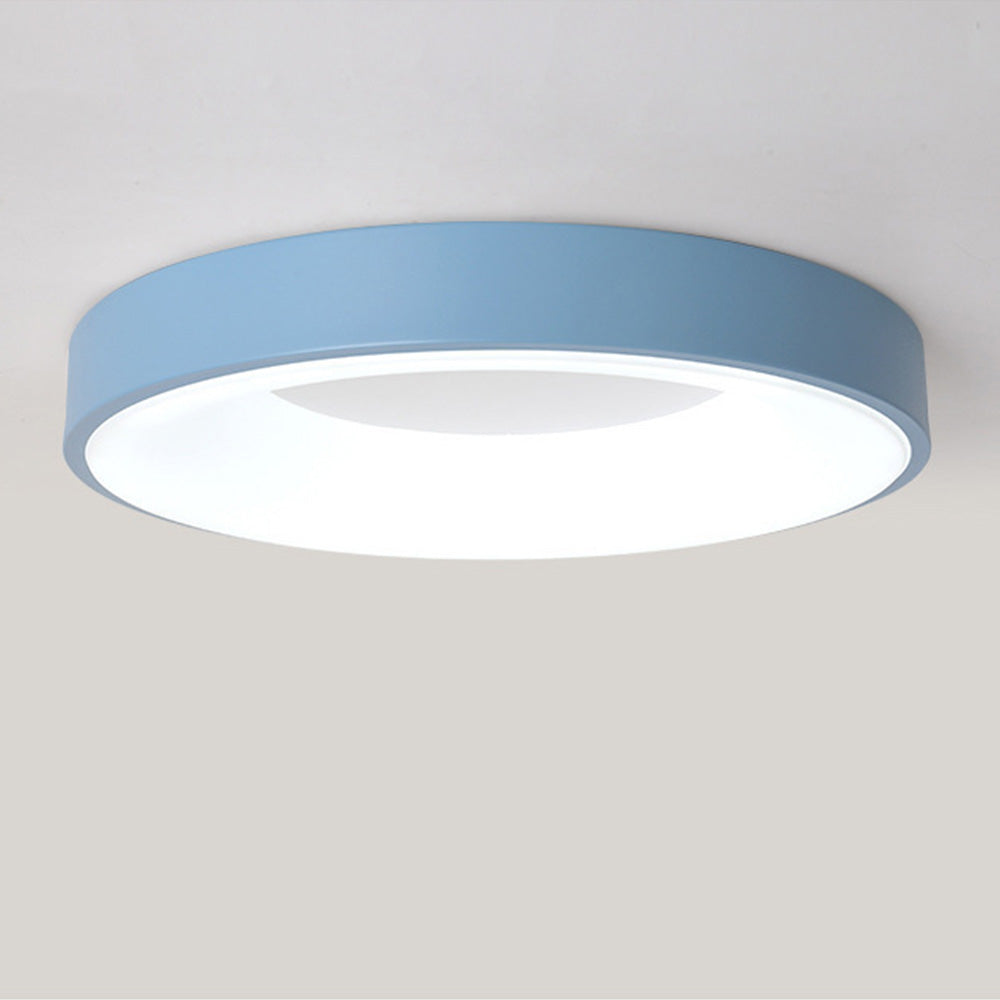 Round Flush Mount LED Fixture Iron Acrylic Low Profile for Bedroom Hallway Living Room Kitchen Dining Room Modern Minimalist Slim Design